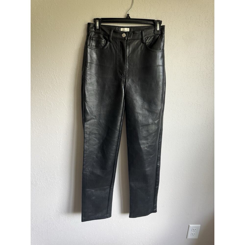 Wilfred Black Faux Patent Leather Straight Leg Pants Womens 2 Grunge Hipster